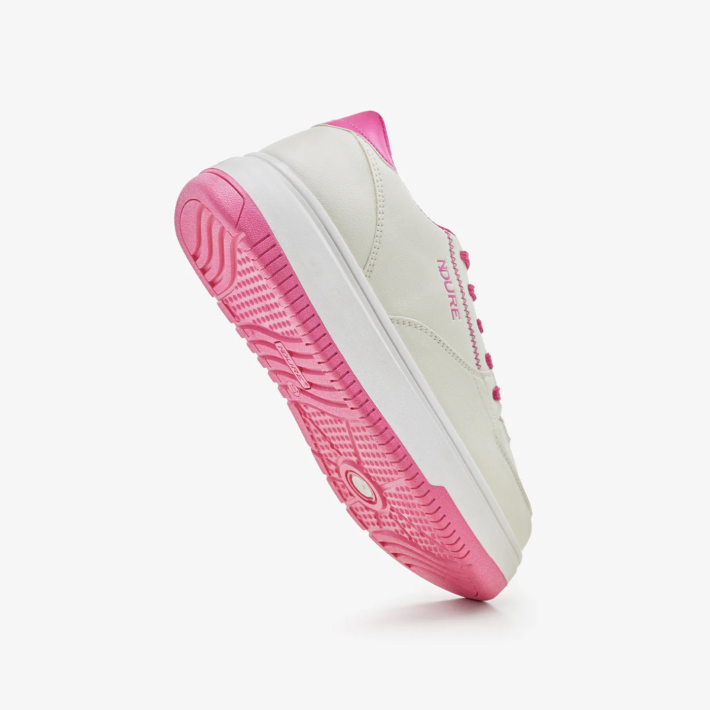 Girls' White Lace-Up Sneakers with Contrast Sole - Image 4