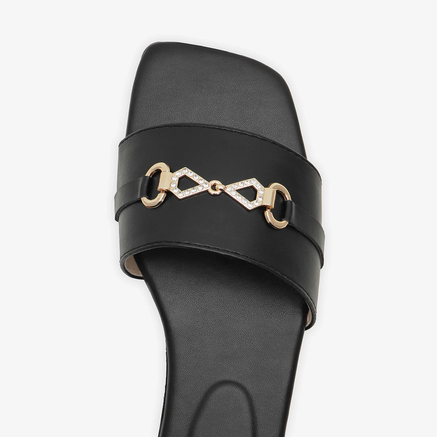 WOMEN’S METALLIC DETAIL STRAP SLIDES - Image 4