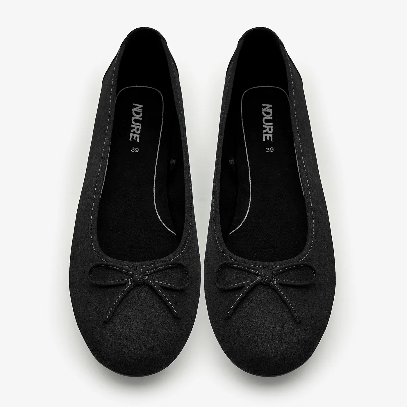 Women's Suede Ballet Flats with Bow - Image 2