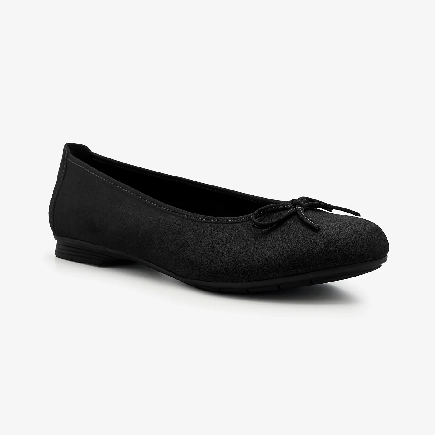 Women's Suede Ballet Flats with Bow - Image 3