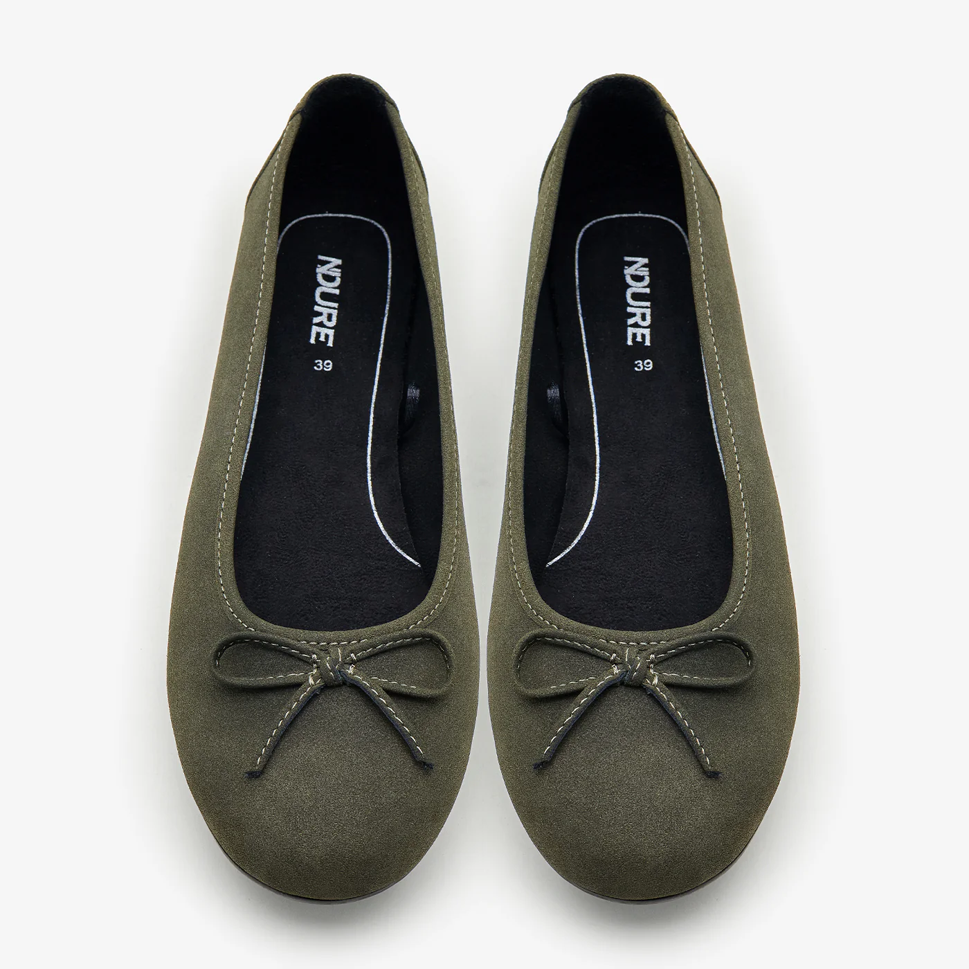 Women's Suede Ballet Flats with Bow - Image 2