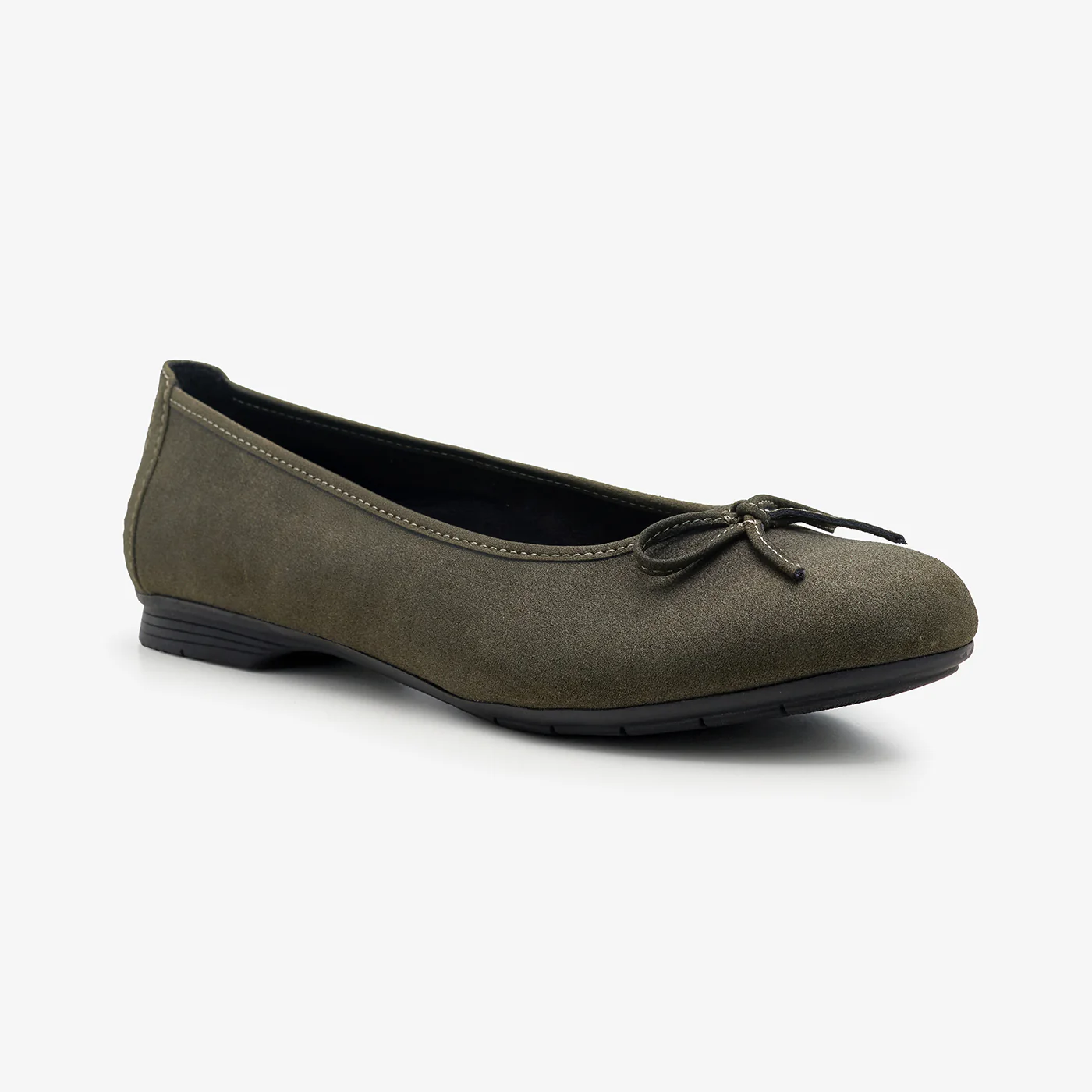 Women's Suede Ballet Flats with Bow - Image 3