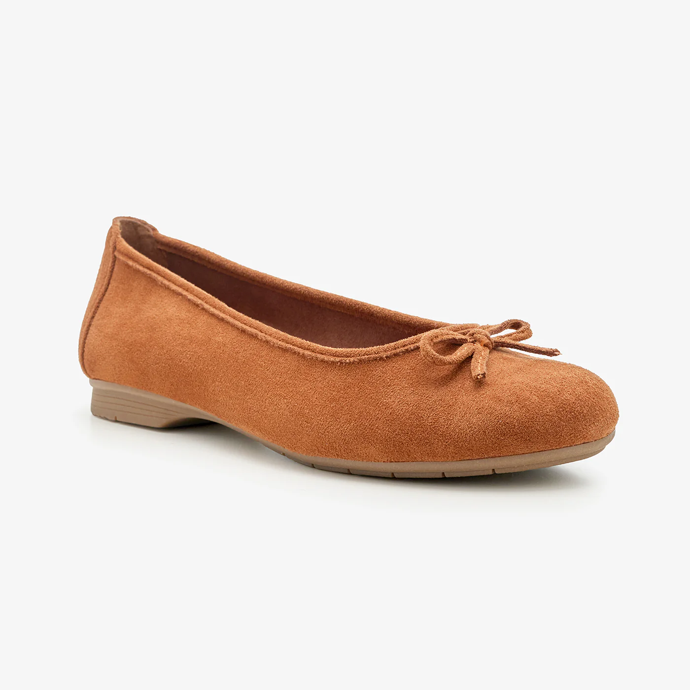 Women's Suede Ballet Flats with Bow - Image 3